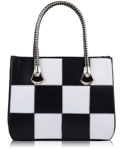 black and white checkered purse